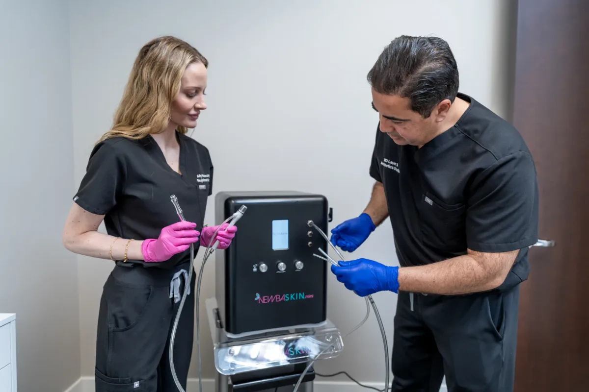 Clinical team with the EndyMed radiofrequency system at the studio
